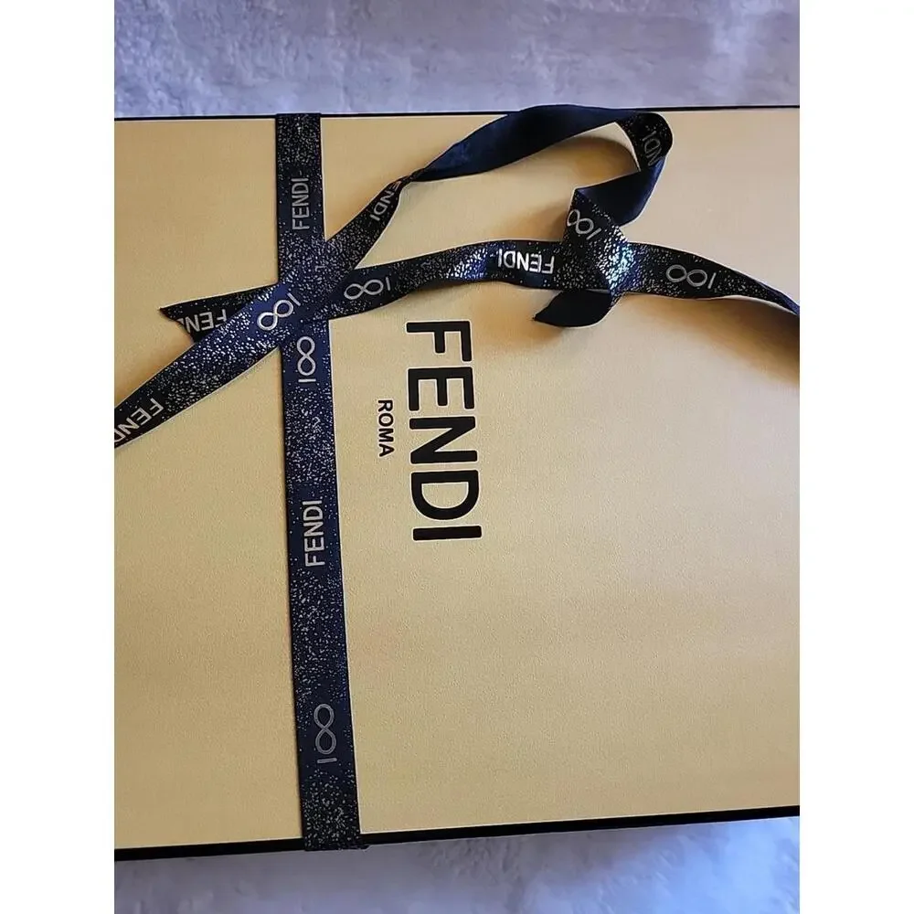 New Authentic Fendi Roma Gift Box 15.5”x 11.5” X 3” Ribbon Included Logo Classic